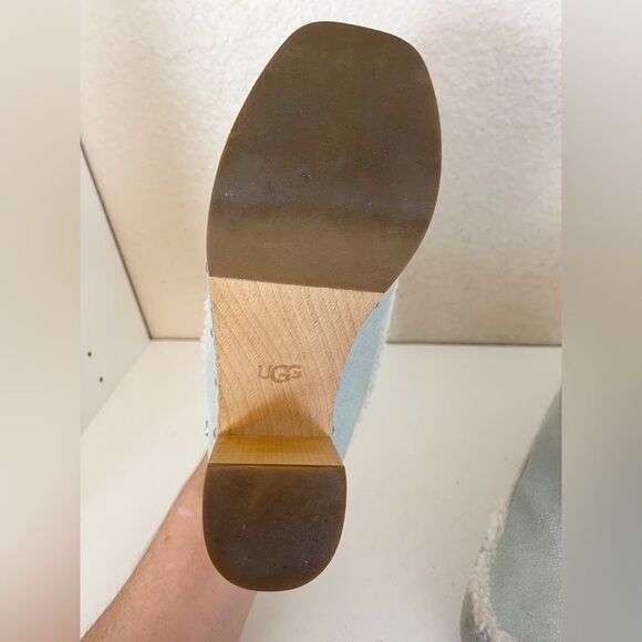 UGG Aubriana Platform Slip On Wooden Clog Heel in Sage mint green 9 - Picture 10 of 16